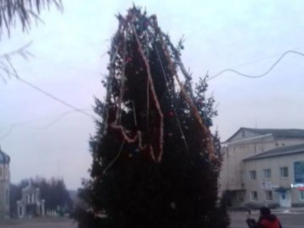 На Тернопольщине местные жители в шоке от городской «пьяной» елки (ФОТО)