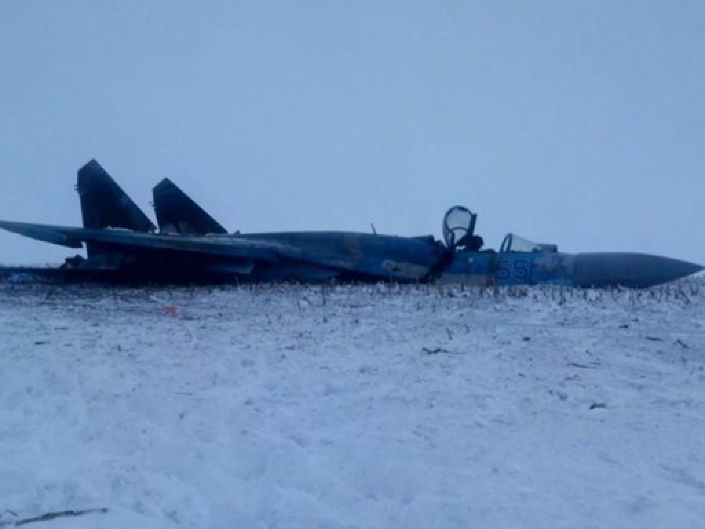 Появились фото с места крушения Су-27 на Житомирщине