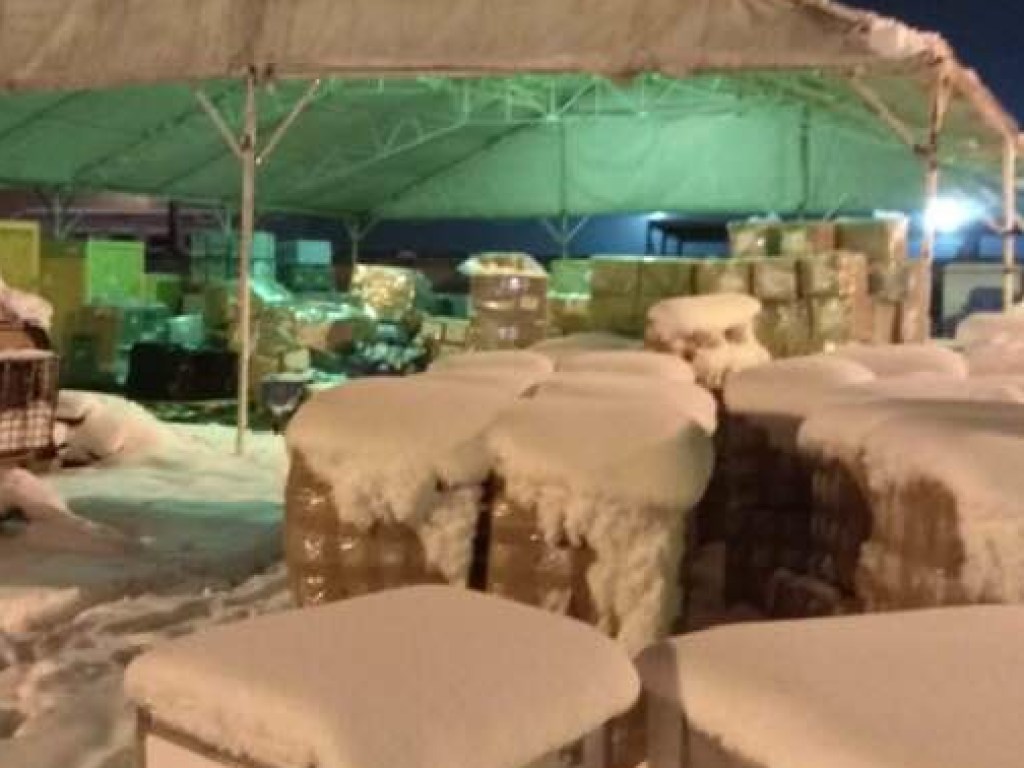 В «Борисполе» временно приостановили прием импортных посылок: коробки оставили под снегом (ФОТО)