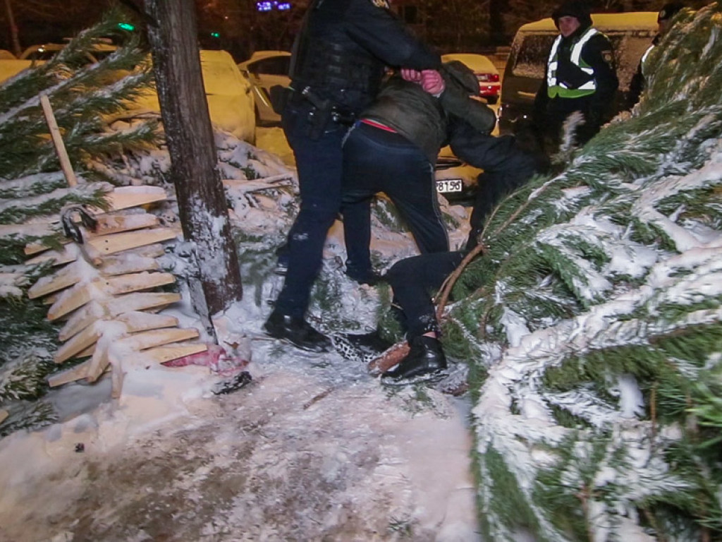 В Харькове продавцы елок устроили кулачный бой на трамвайных путях (ВИДЕО)