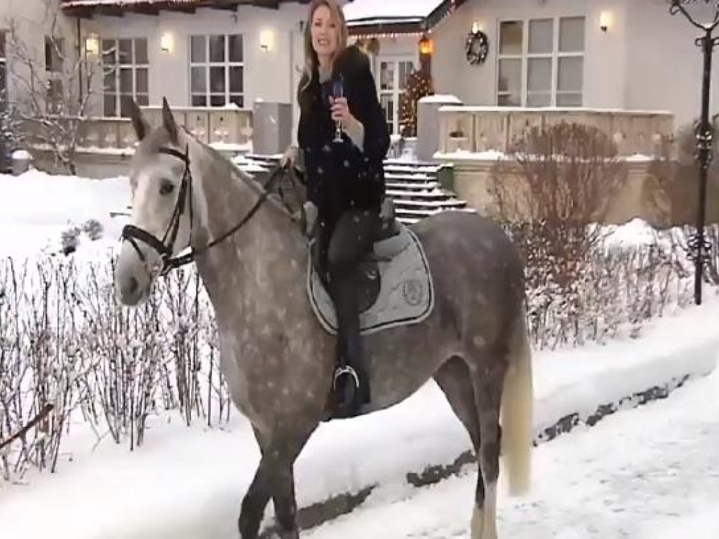 Поклонская взобрались на нервную лошадь для новогоднего поздравления (ФОТО, ВИДЕО)