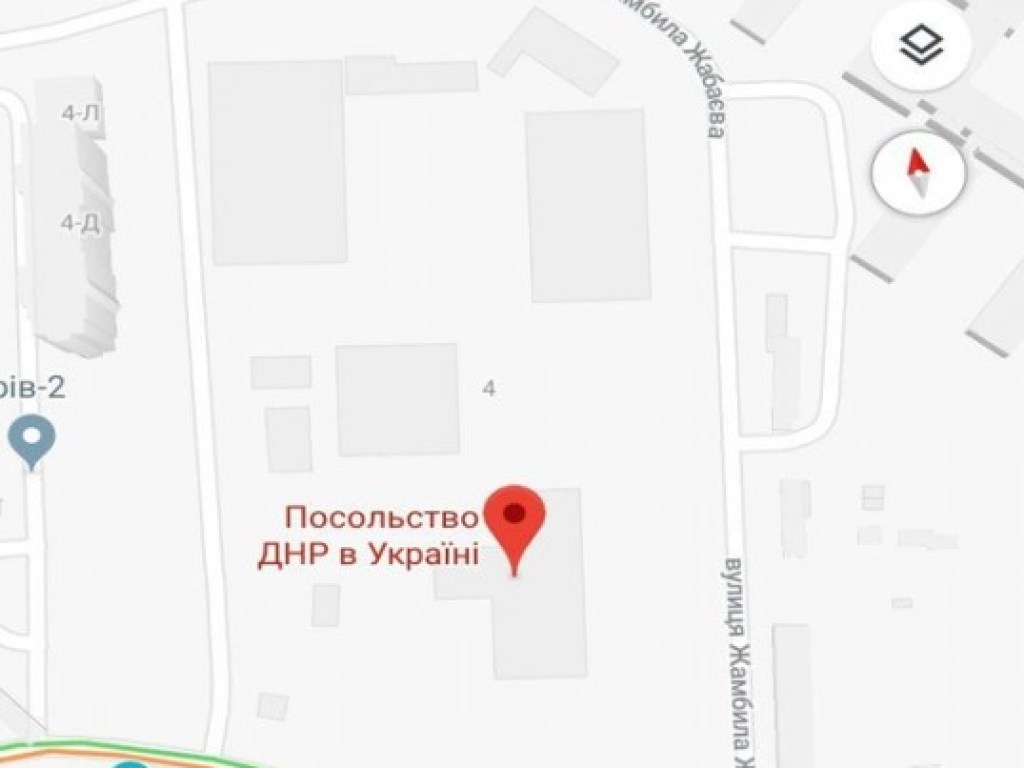 Сервис Google Maps обозначает посольство США в Киеве как «посольство ДНР» (ФОТО)