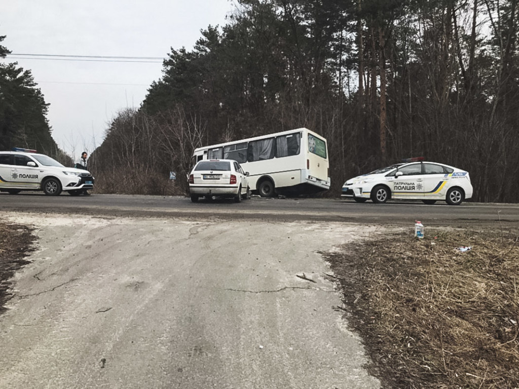 Под Киевом столкнулись Skoda и пассажирский автобус, есть пострадавшие (ФОТО)