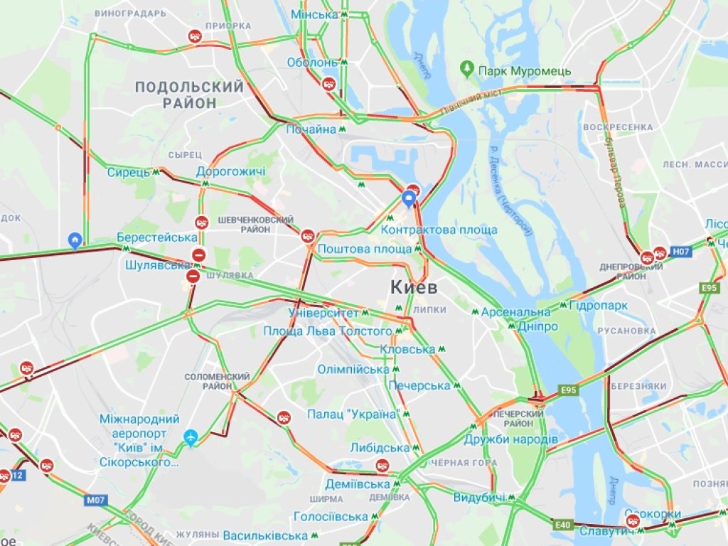 Киев сковали многочисленные пробки: карта проблемных участков