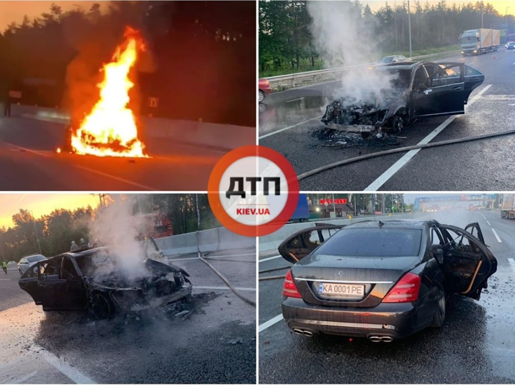 В Киеве автомобиль на скорости влетел в отбойник и загорелся (ФОТО)