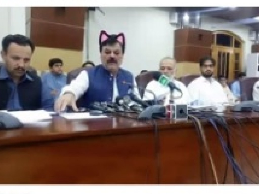 Пакистанский министр во время брифинга перевоплотился в кота (ФОТО)