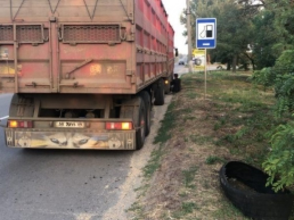 Под Запорожьем грузовик на ходу потерял колесо (ВИДЕО)