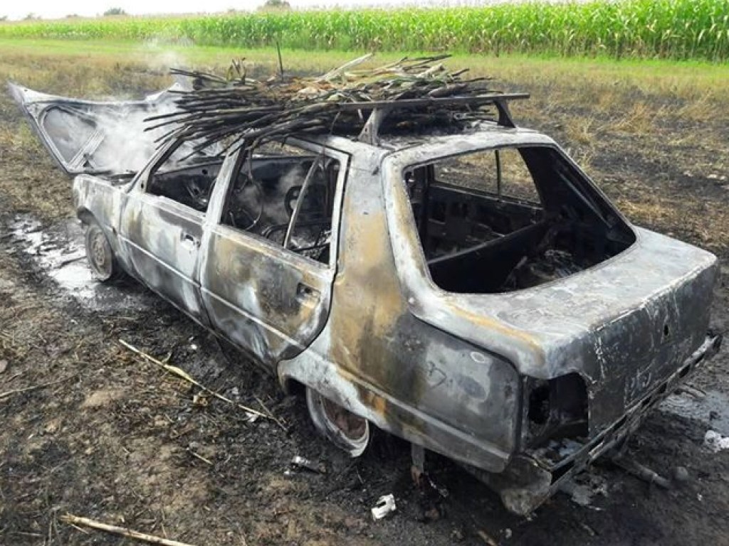 На Закарпатье посреди поля полностью сгорела «Славута» (ФОТО)