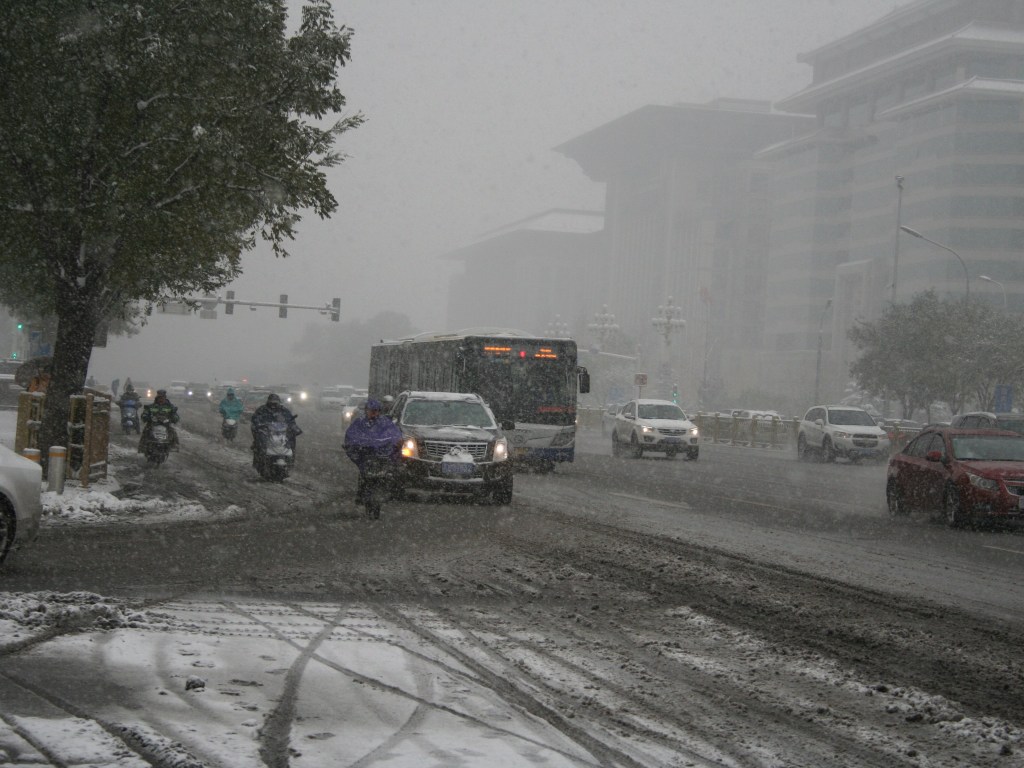 В Киеве выпал первый снег (ВИДЕО)