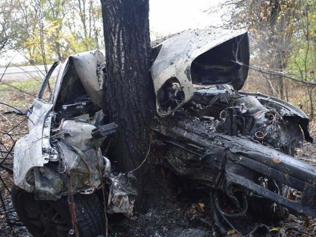 На трассе Одесса-Николаев слетел с дороги и загорелся «БМВ»: водитель и пассажир госпитализированы (ФОТО)