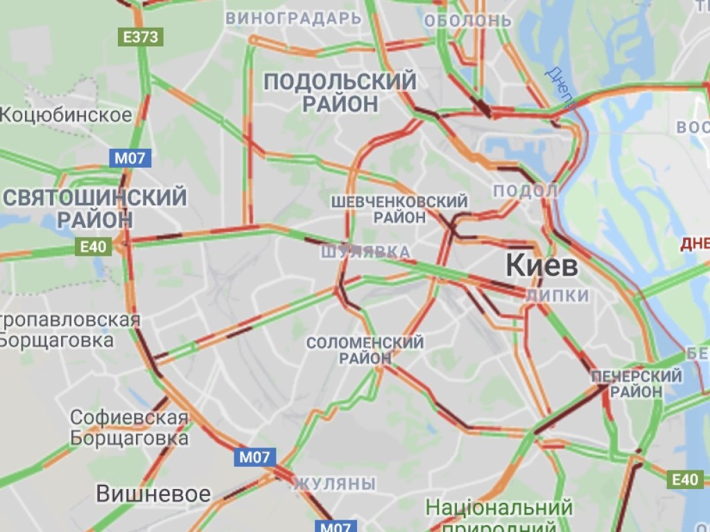 Киев парализовали пробки: карта сложных участков