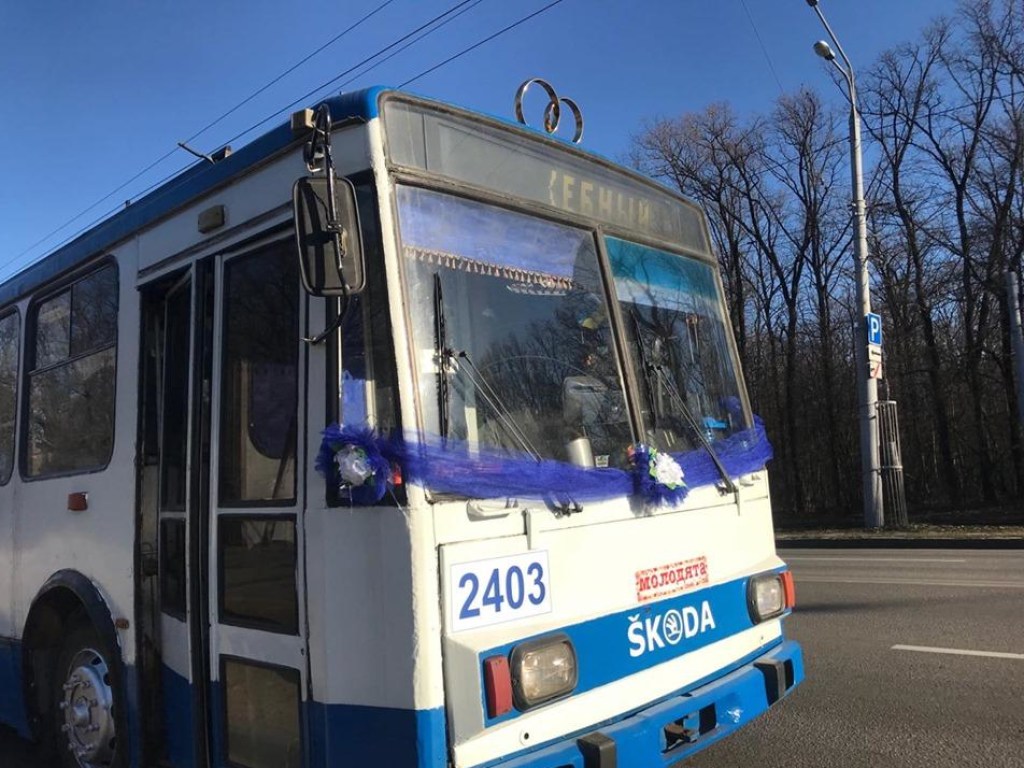 В Харькове пара коммунальщиков отыграла свадьбу в троллейбусе (ФОТО)