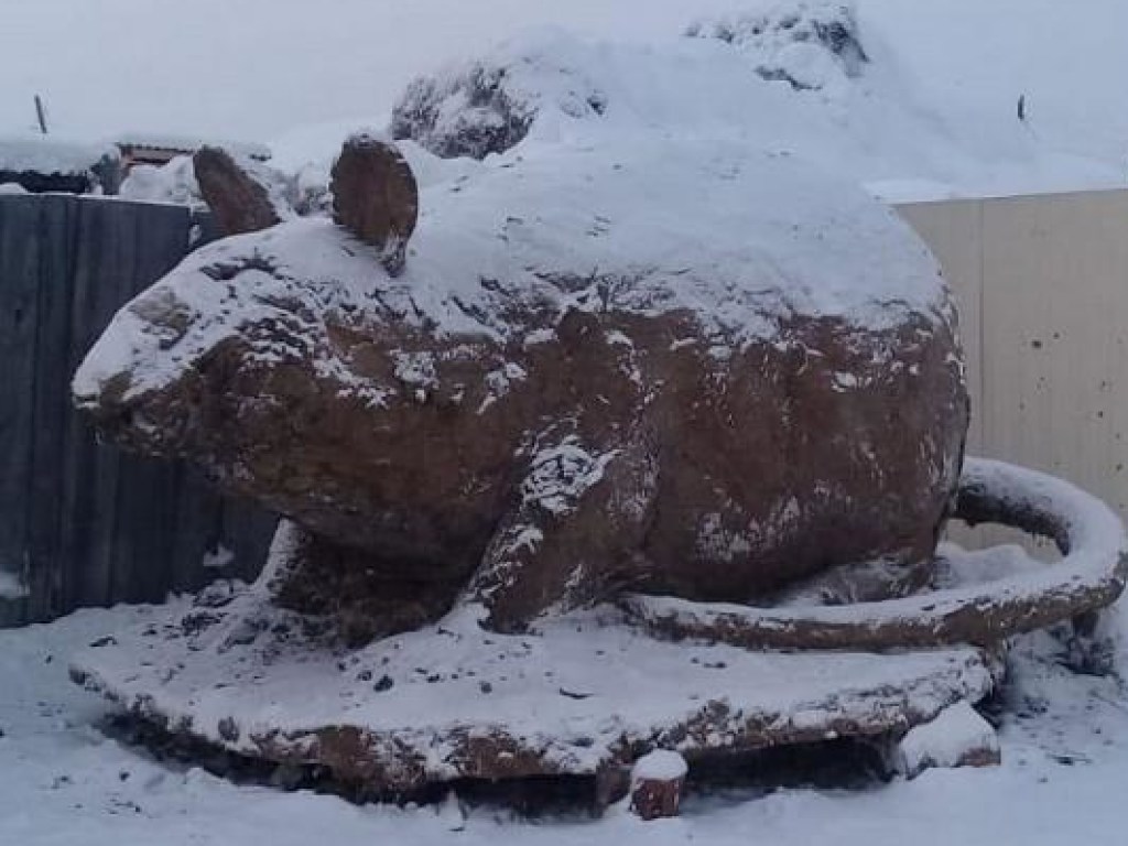 В России создали гигантскую крысу из навоза (ФОТО)