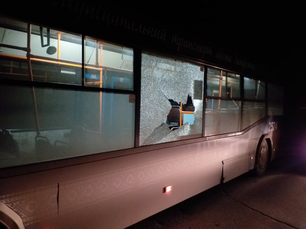 В Запорожье в едущий автобус с пассажирами бросили кирпич (ФОТО)