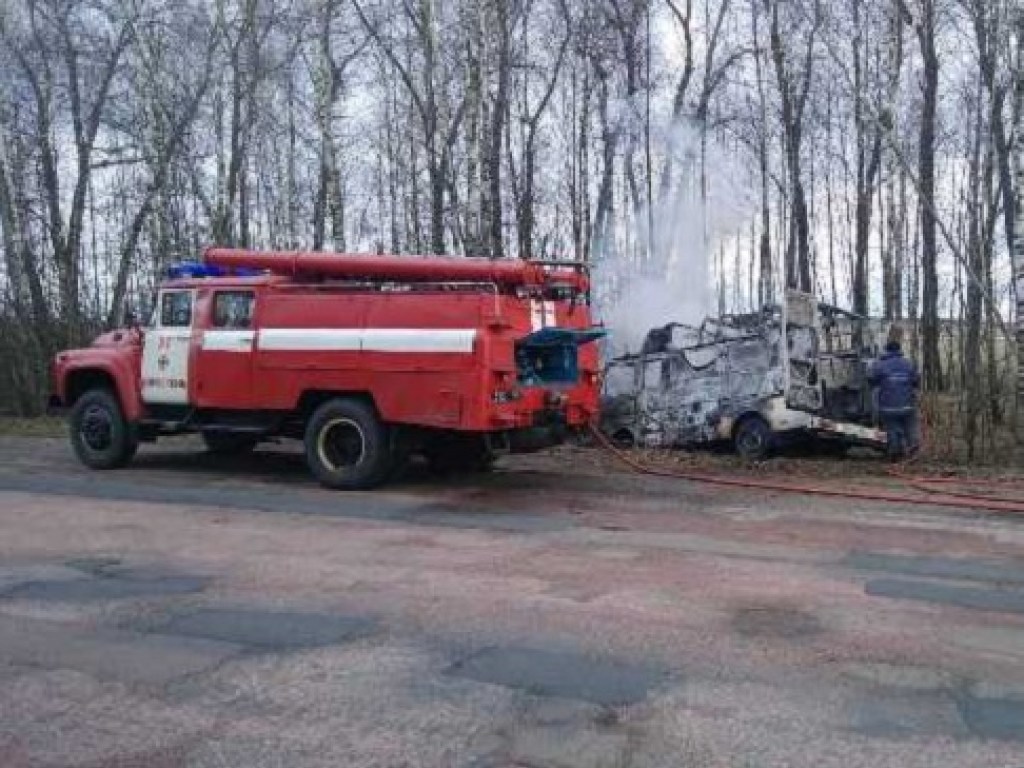 Возле села в Житомирской области на ходу загорелся микроавтобус (ФОТО)