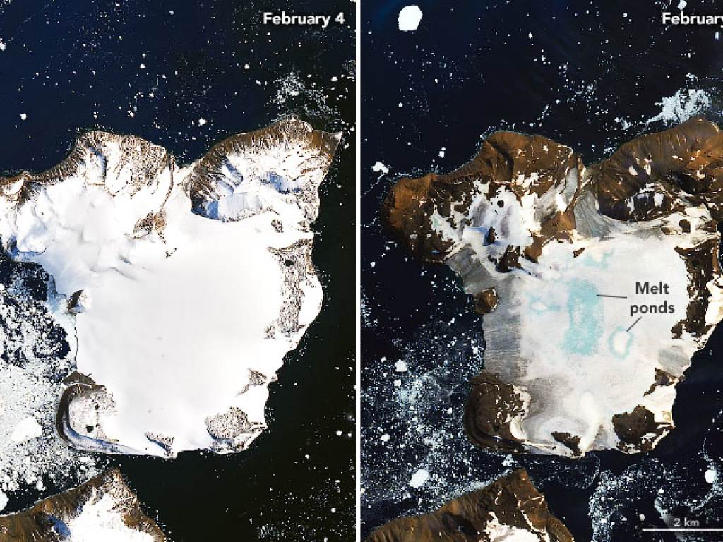 В NASA показали фото активного таяния льдов на острове Игл в Антарктиде (ФОТО)