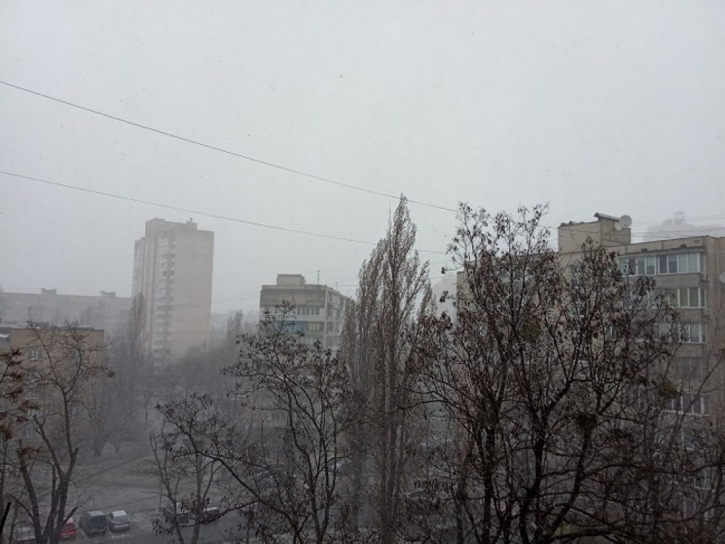 В Киеве в последний день марта выпал снег (ФОТО, ВИДЕО)