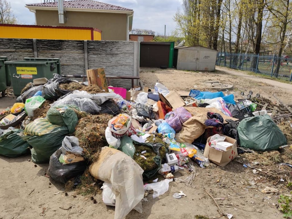 В Гостомеле под Киевом возле детского сада образовалась мусорная свалка (ФОТО)
