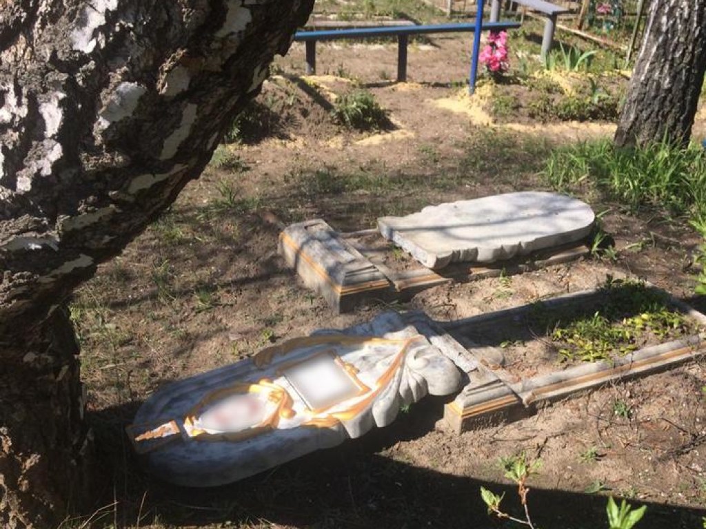 Два подростка разбили 15 могил на кладбище в Черкасской области (ФОТО)