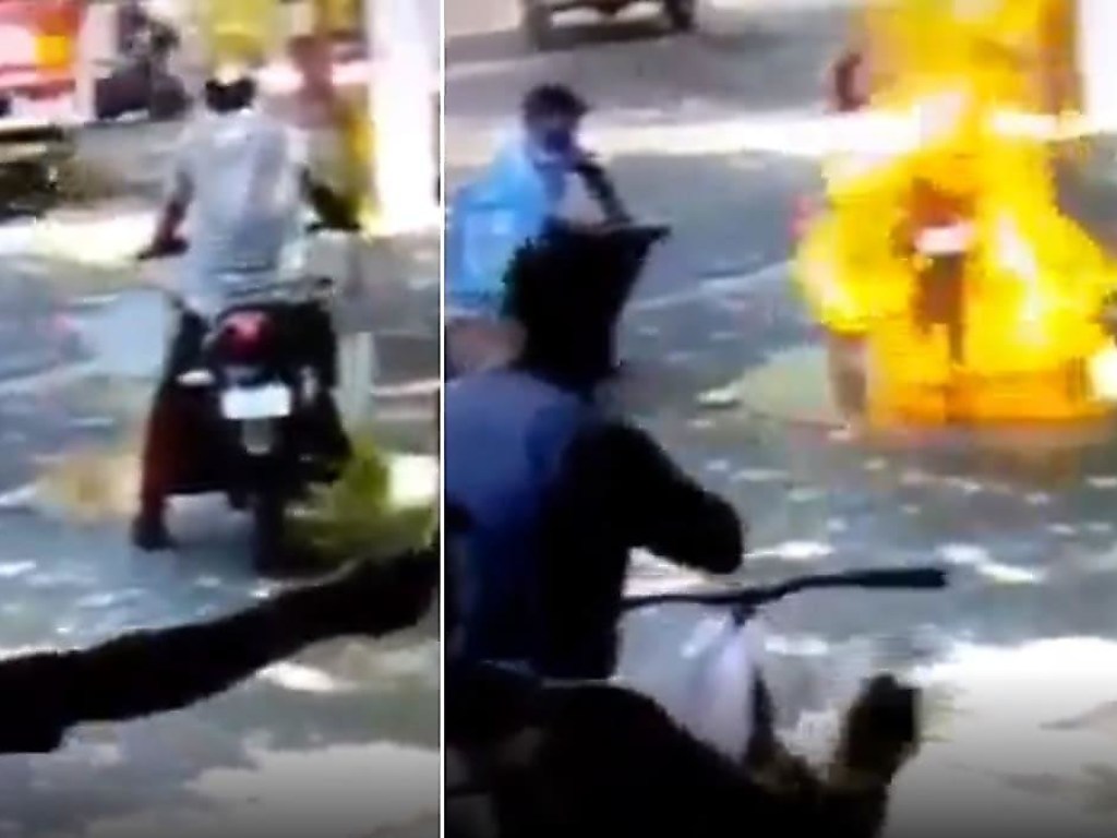Санитарная обработка мотоцикла закончилась жутким пожаром (ФОТО, ВИДЕО)