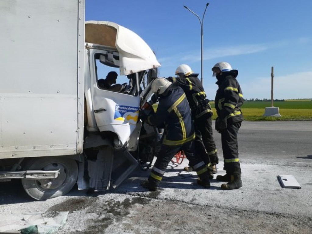 В Днепропетровской области грузовик врезался в электроопору: водителя зажало в кабине (ФОТО)