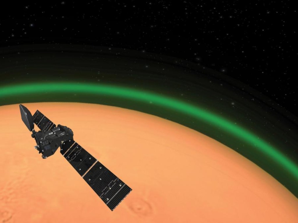 В атмосфере Марса было замечено странное зеленое свечение