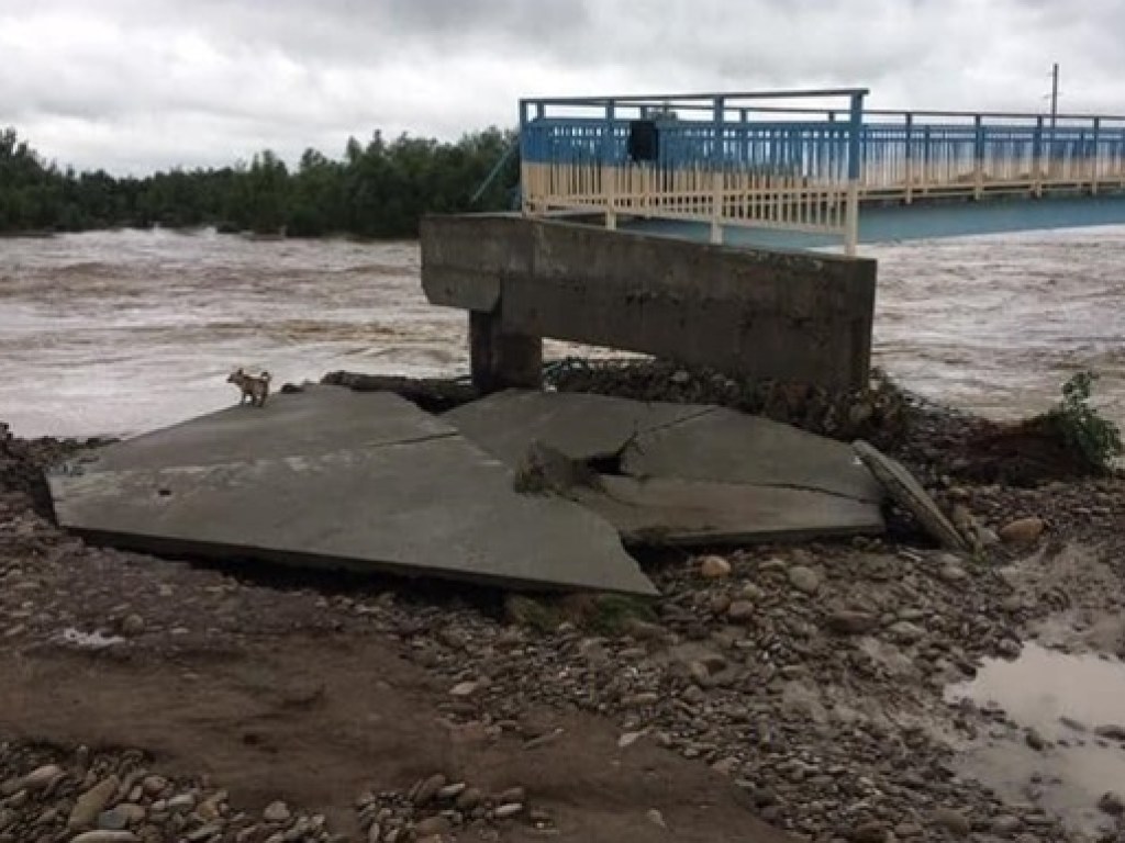 На Прикарпатье вода смыла мост, который восстанавливали семь лет (ФОТО)
