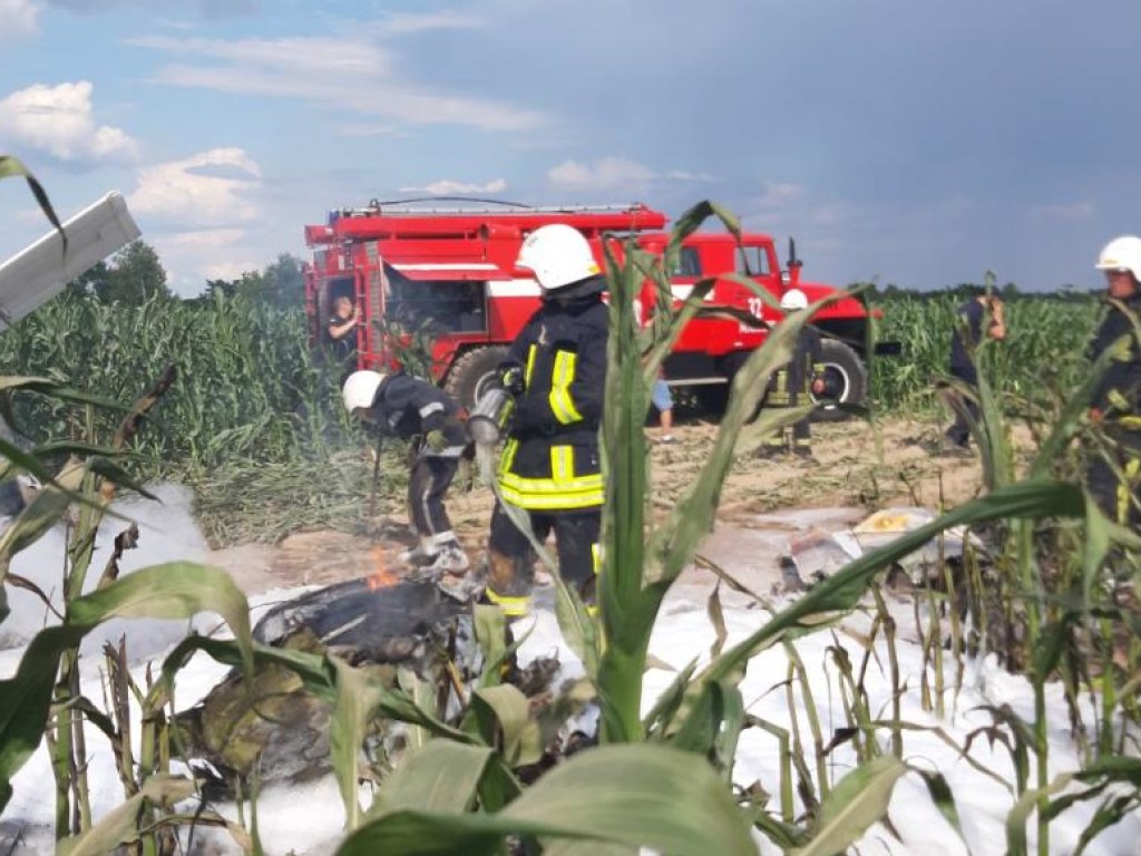 Под Киевом упал и загорелся на кукурузном поле самолет (ФОТО)