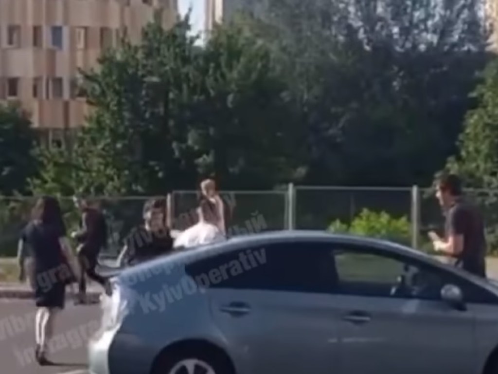 «Танцы на ринге»: в Киев на дороге произошла курьезная драка между водителями (ВИДЕО)