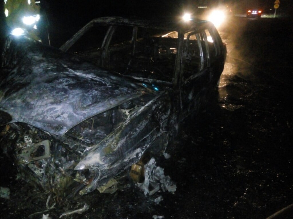 На трассе в Херсонской области вспыхнул автомобиль (ФОТО)